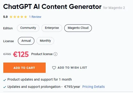 Save up to 85% off on ChatGPT AI Content Generator for Magento 2